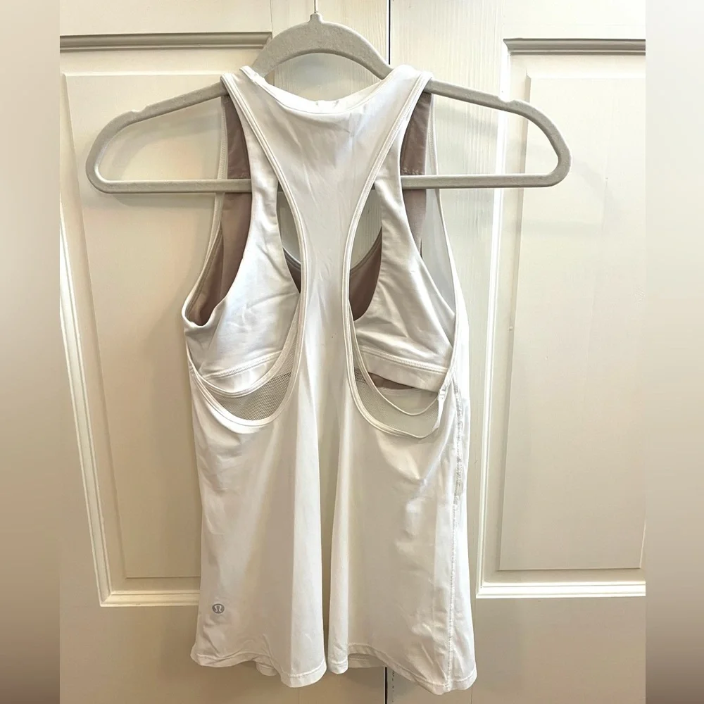 White lululemon tank top with built in sports bra! - Picture 2 of 3